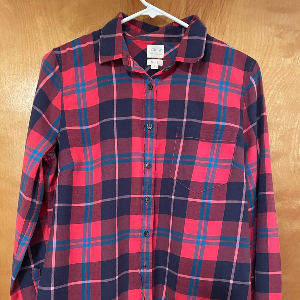 J Crew perfect fit size M plaid shirt women’s cotton